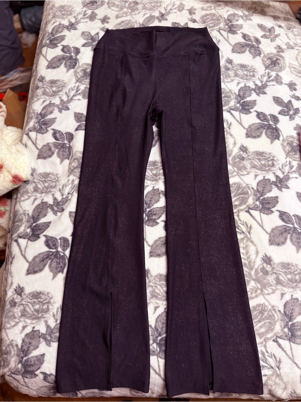 Yoga Black Flare Pants with Front Slits